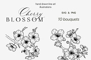 SAKURA - CHERRY blossom line art set, a Decorative Illustration by Madiwaso (Thumbnail 2 of 8)