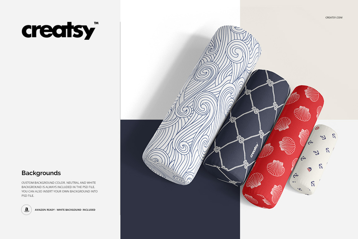 Bolster Pillow Many Sizes Mockup Set, a Household Mockup by creatsy2 (Photo 7 of 9)