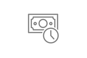 Money bill with a clock line icon, an Object Illustration by GraphiShop