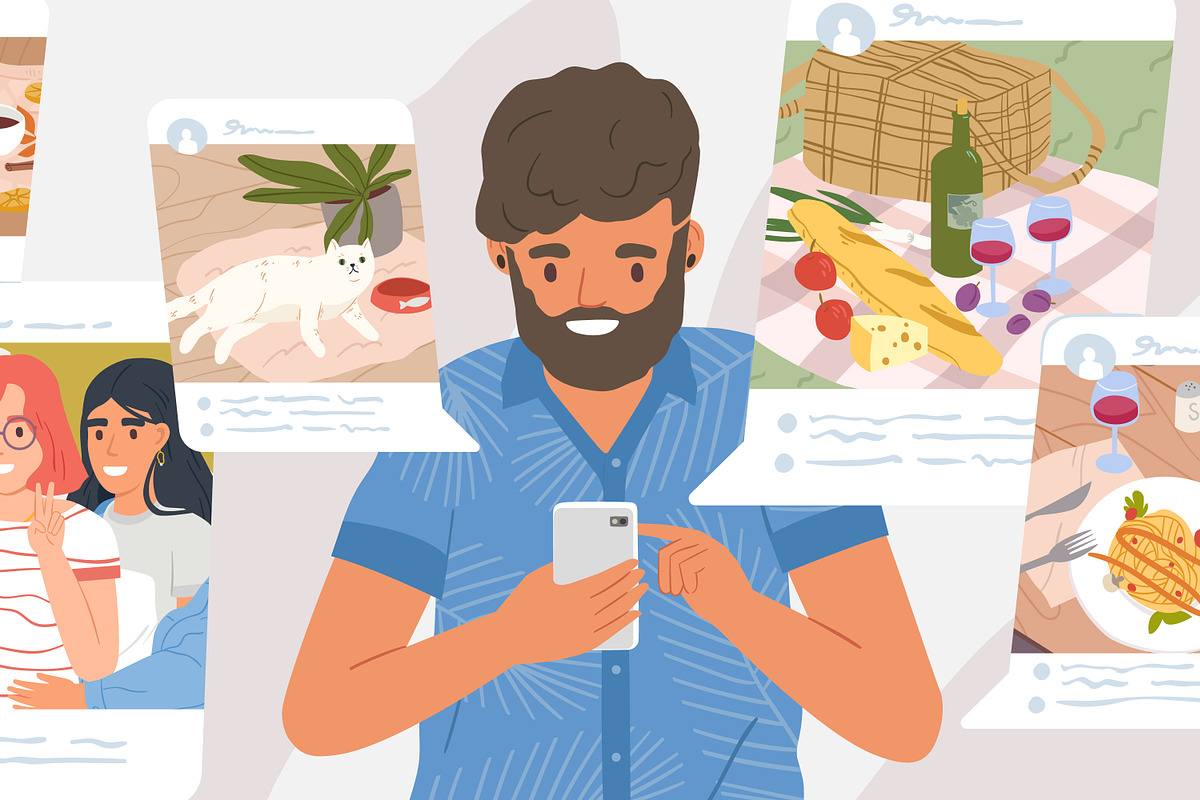 Sharing moments at social networks, a Person Illustration by Good Studio (Photo 3 of 3)