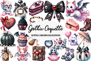 Gothic Coquette Halloween Clipart, an Illustration by Daily.Designs