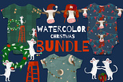 Watercolor Christmas Bundle, a Pattern Graphic by watercolor kamill (Thumbnail 1 of 20)