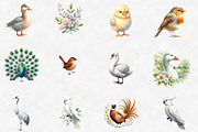 Watercolor Spring Birds Garden Clipa, an Illustration by Designworld (Thumbnail 5 of 7)