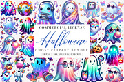 Retro Halloween Iridescent Ghost PNG, an Illustration by SinaCreation (Thumbnail 1 of 6)