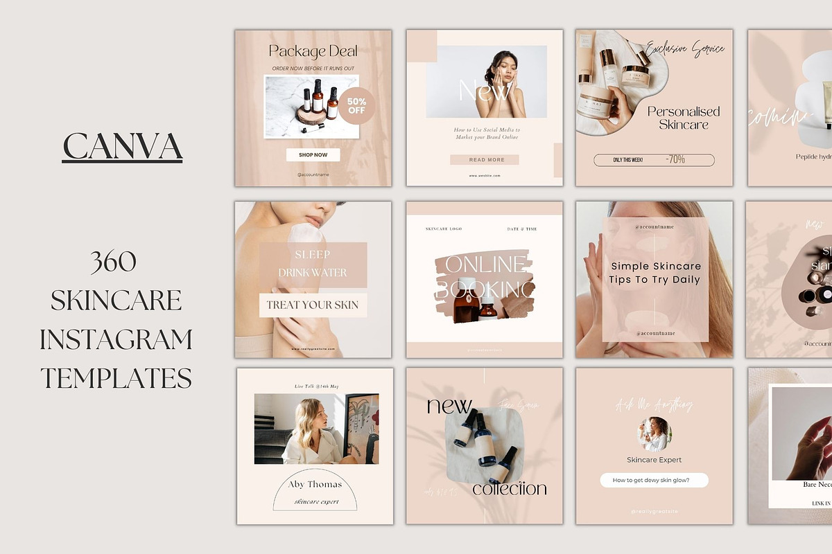 SKINCARE SOCIAL MEDIA KIT CANVA, a Social Media Template by Deepa Template Studio (Photo 1 of 6)
