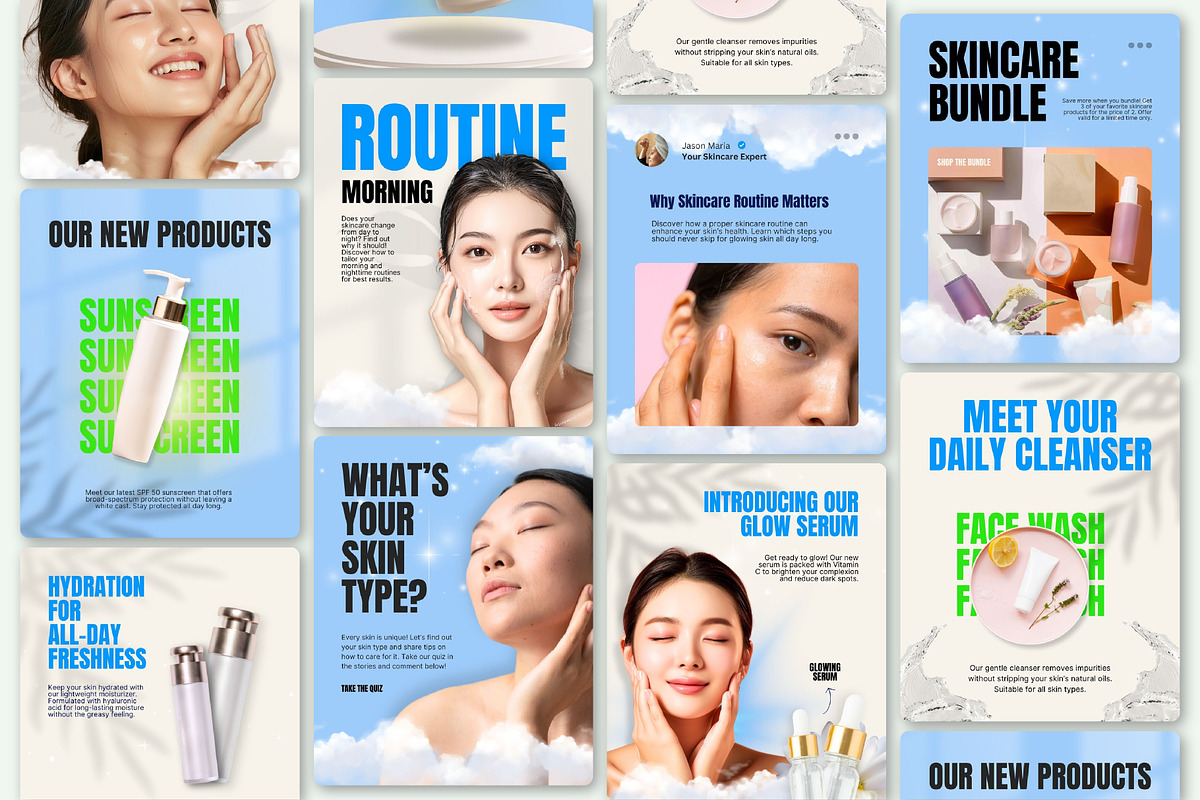 Skincare // Beauty Social Media Kit, a Design Template by SecondBrain Store (Photo 3 of 10)