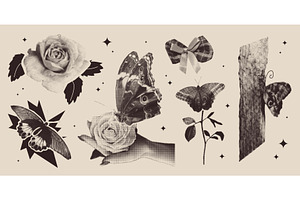 Vintage halftone collage with, an Animal Illustration by art PVP - market