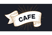 Cafe. Banner ribbon. Vintage, a Decorative Illustration by Foxys Graphic (Thumbnail 3 of 3)