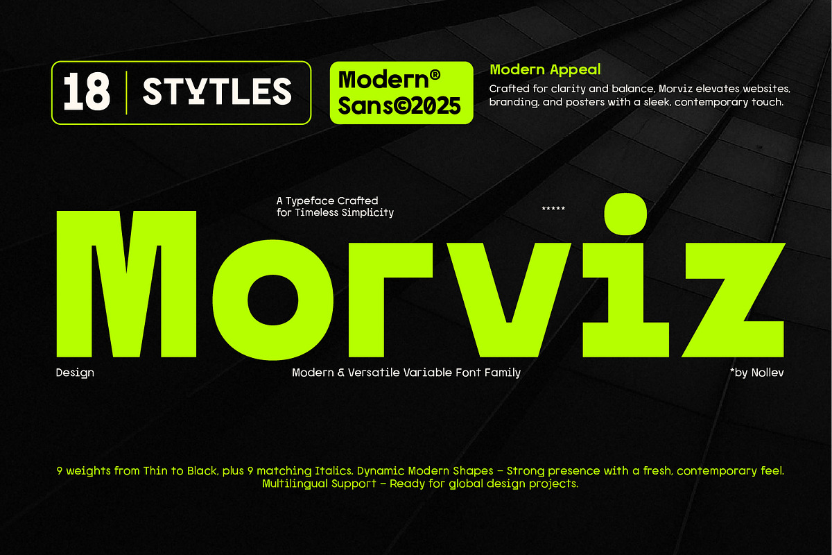 Morviz – New Sans (18 Styles), a Sans Serif Font by Nollev (Photo 1 of 12)