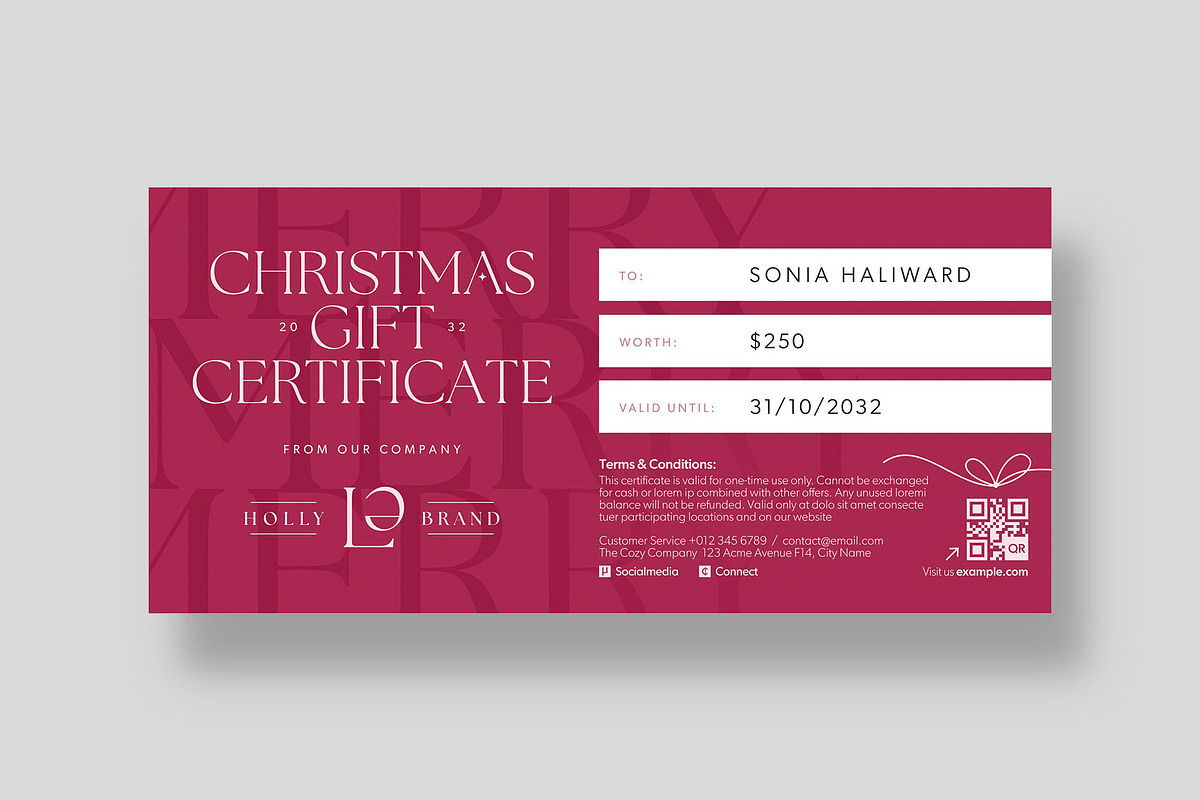 Christmas Gift Certificate Template, a Stationery Template by BrandPacks (Photo 2 of 5)