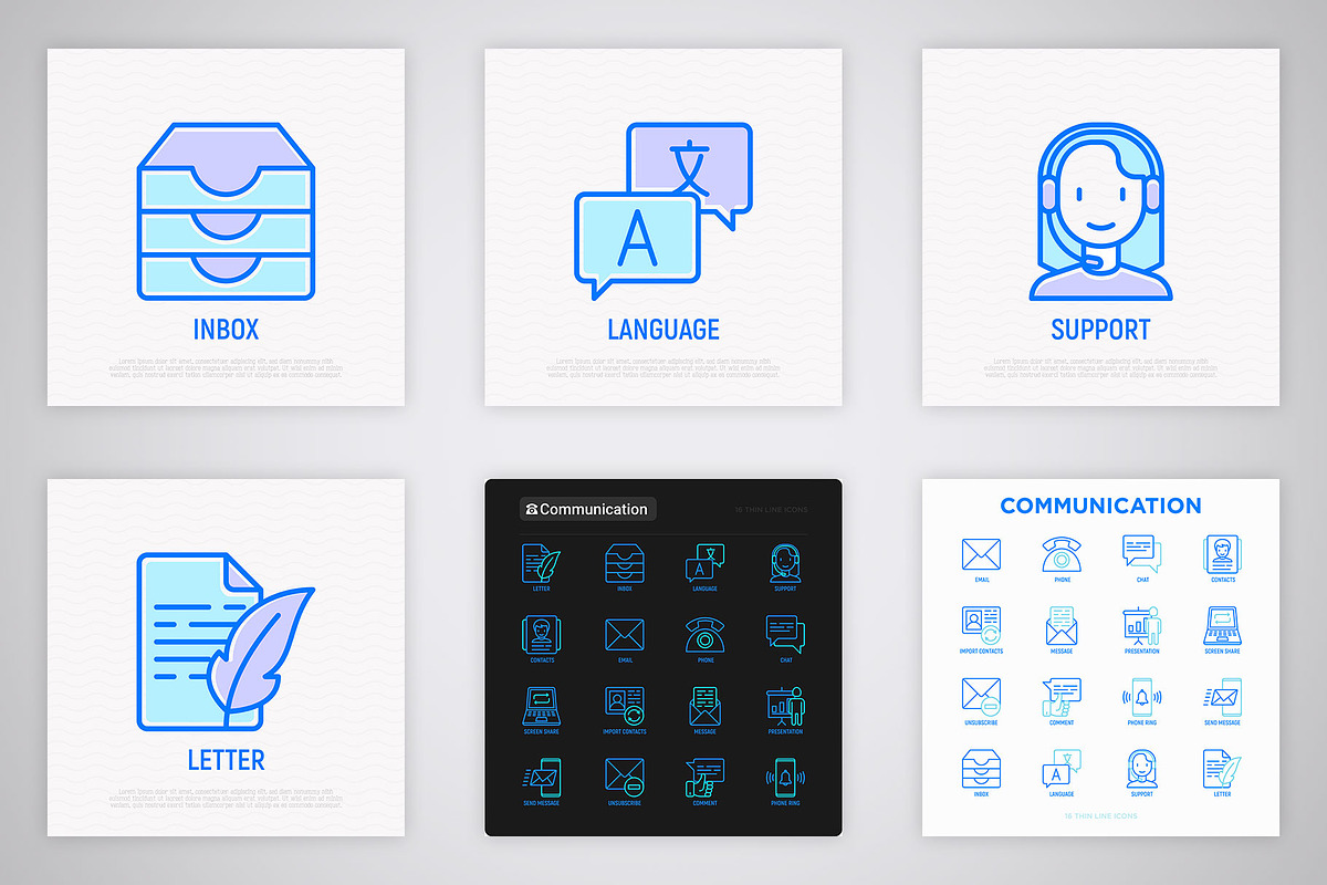 Communication | 16 Thin Line Icons, an Outline Icon by Alex Blogoodf (Photo 6 of 7)