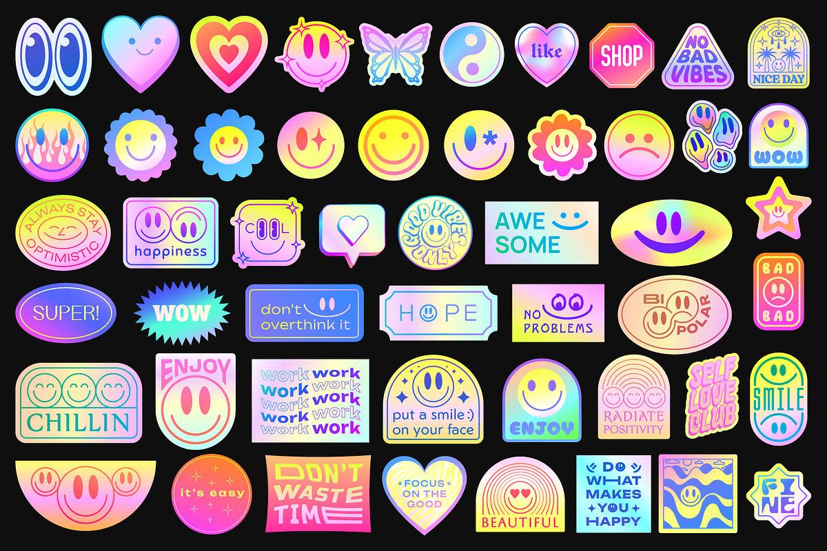 COLORFUL - POP STICKERS VECTOR SET, an Object Graphic by craftlove (Photo 3 of 5)