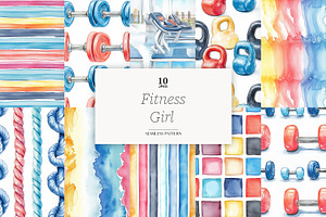 Fitness Digital Papers | Gym Workout, a Pattern Graphic by GlamArtZhanna