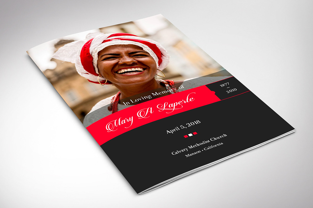 Red Funeral Program Template Word, a Brochure Template by Godserv Designs (Photo 6 of 10)