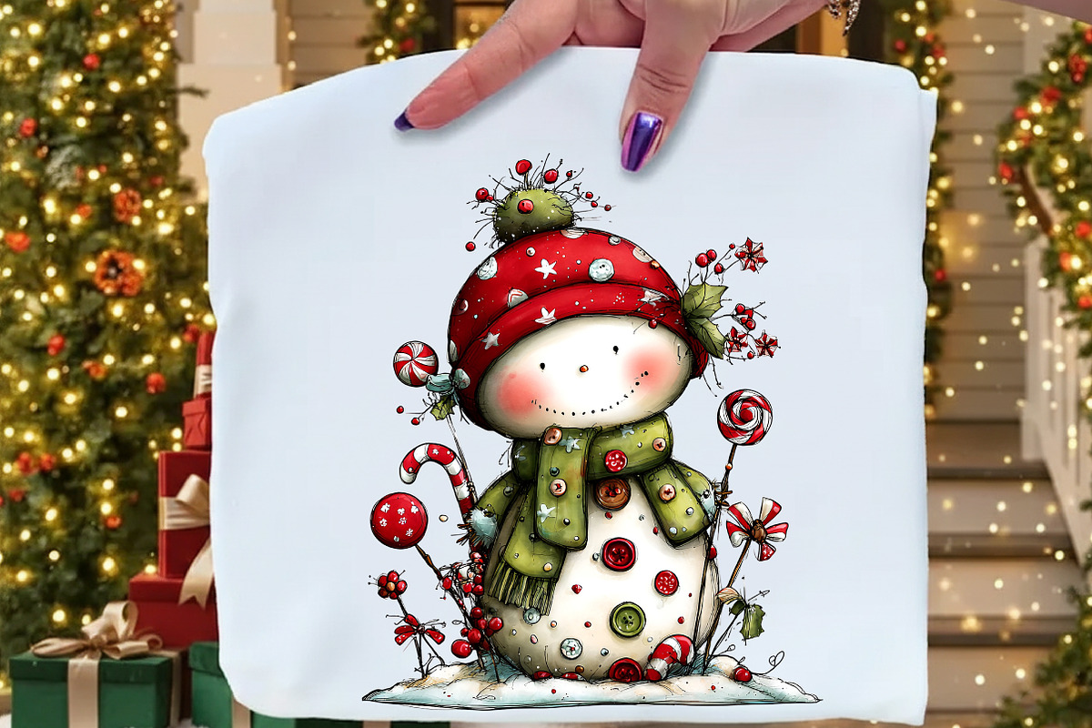 Funny Christmas Snowman Clipart, an Illustration by Craft Nest (Photo 2 of 7)