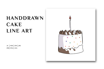 Line Art Cake Illustration, a Decorative Illustration by Brand_Hero