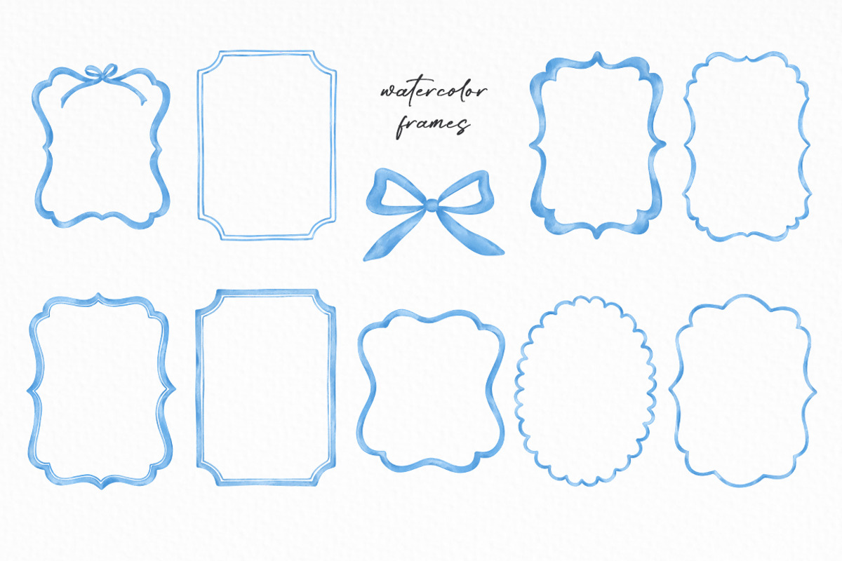 Watercolor Blue Frames Clipart, an Object Graphic by SvetaArtStore (Photo 3 of 8)