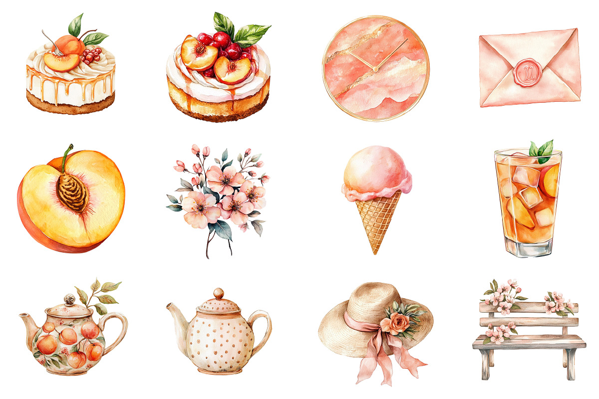 Cute Peaches Garden Fruit Png, an Illustration by CitraGraphics (Photo 3 of 6)