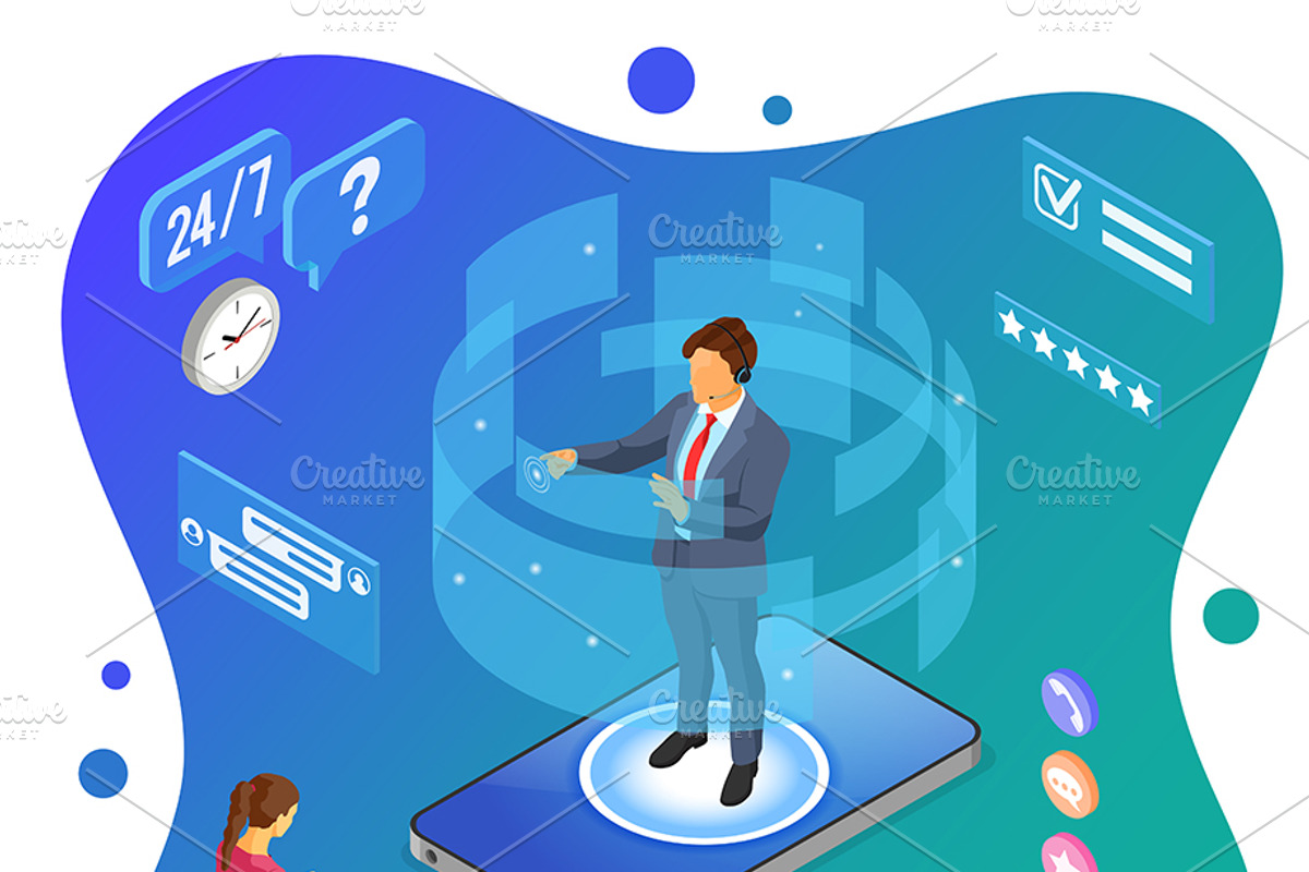 Isometric Online Customer Support, a Person Illustration by TAlex (Photo 2 of 6)