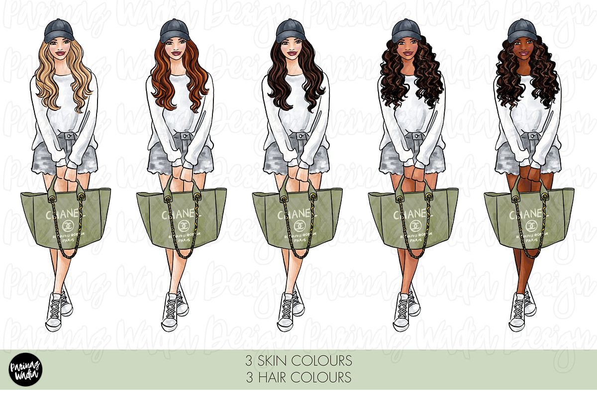 Neutral travel girls clipart set png, a Person Illustration by Parinaz Wadia Design (Photo 4 of 10)