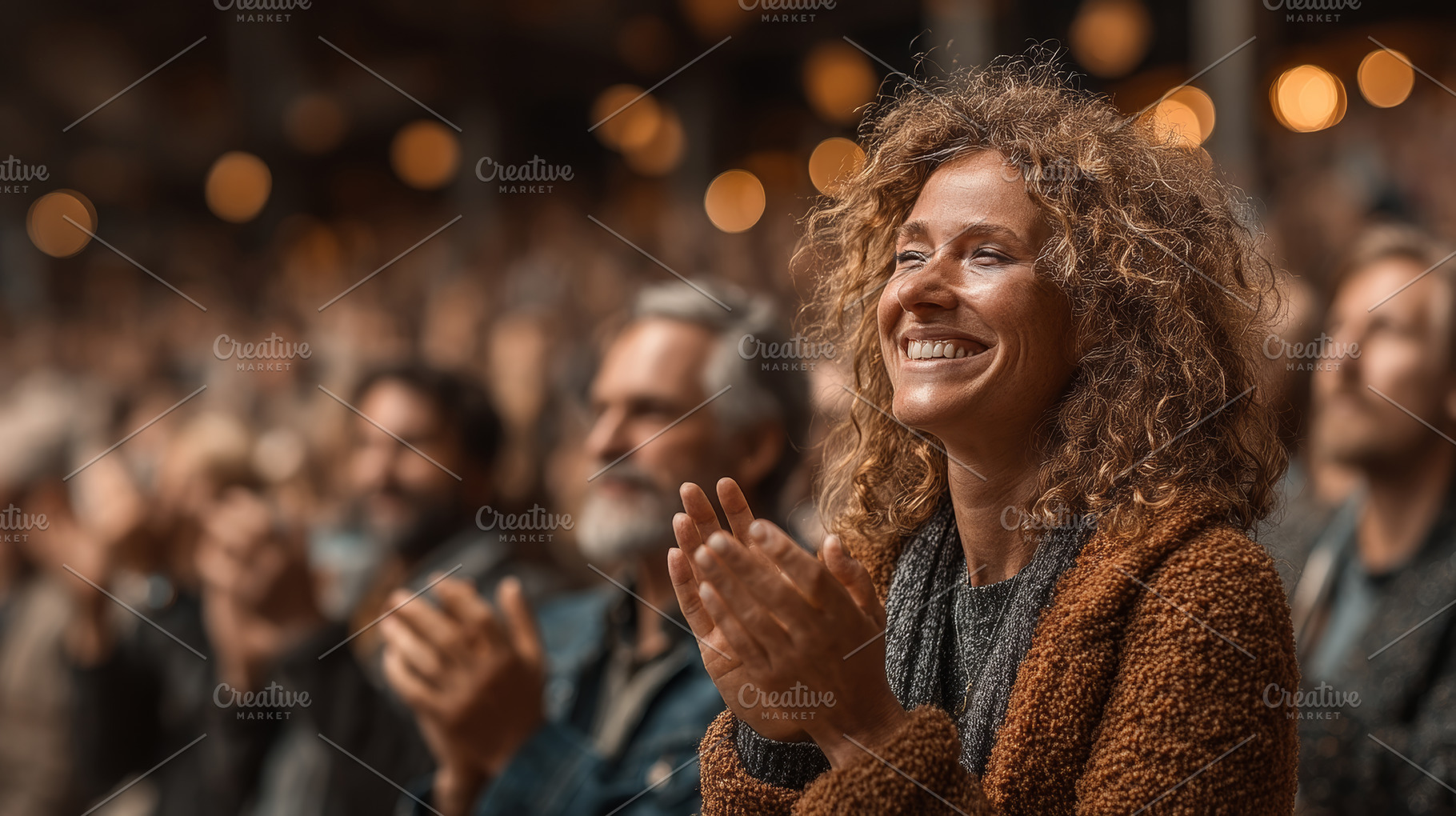 Joyful audience applauding during an event or performance celebration inside ve, a Business Photo by AS photostudio