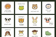 Funny Animal faces illustrations set, an Animal Illustration by GooseFrol (Thumbnail 3 of 9)