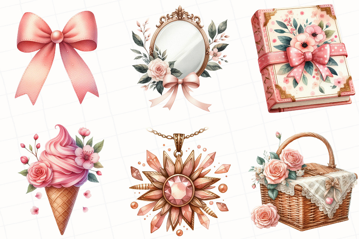 Watercolor Romantic Summer Clipart, an Illustration by OK Design (Photo 5 of 5)