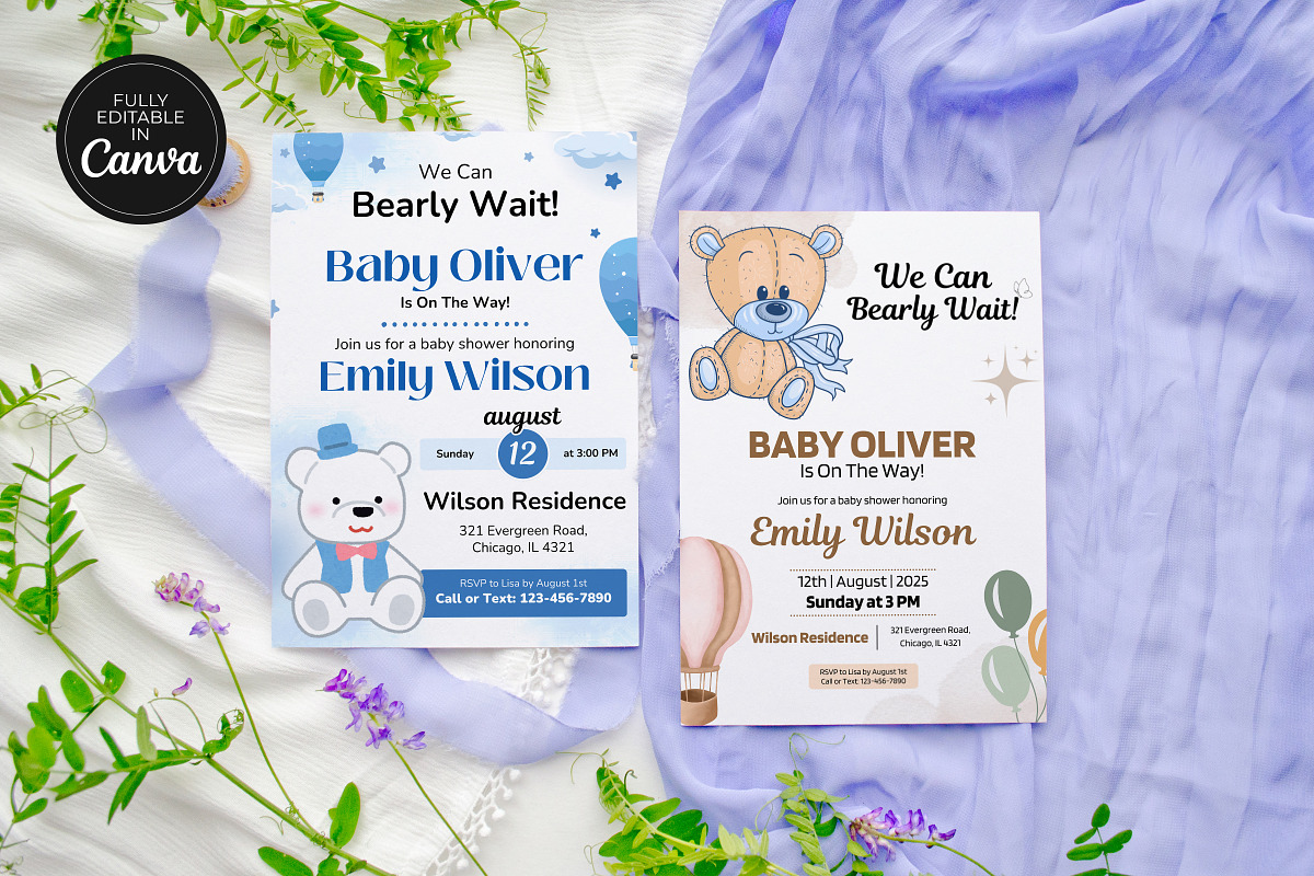 Bear Baby Shower Invitation Template, an Invitation Template by Snapybiz (Photo 7 of 10)