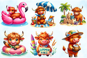 Funny Summer Highland Cow Clipart, an Illustration by Craft Nest (Thumbnail 5 of 5)