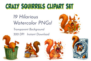 Funny Squirrel Clipart Bundle