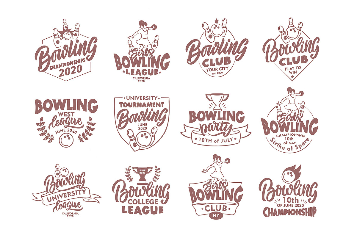Set of logo Bowling, a Branding & Logo Template by Lettering_Logo (Photo 3 of 5)