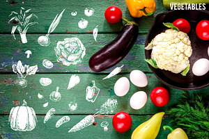 Hand-drawn vegetables. vector