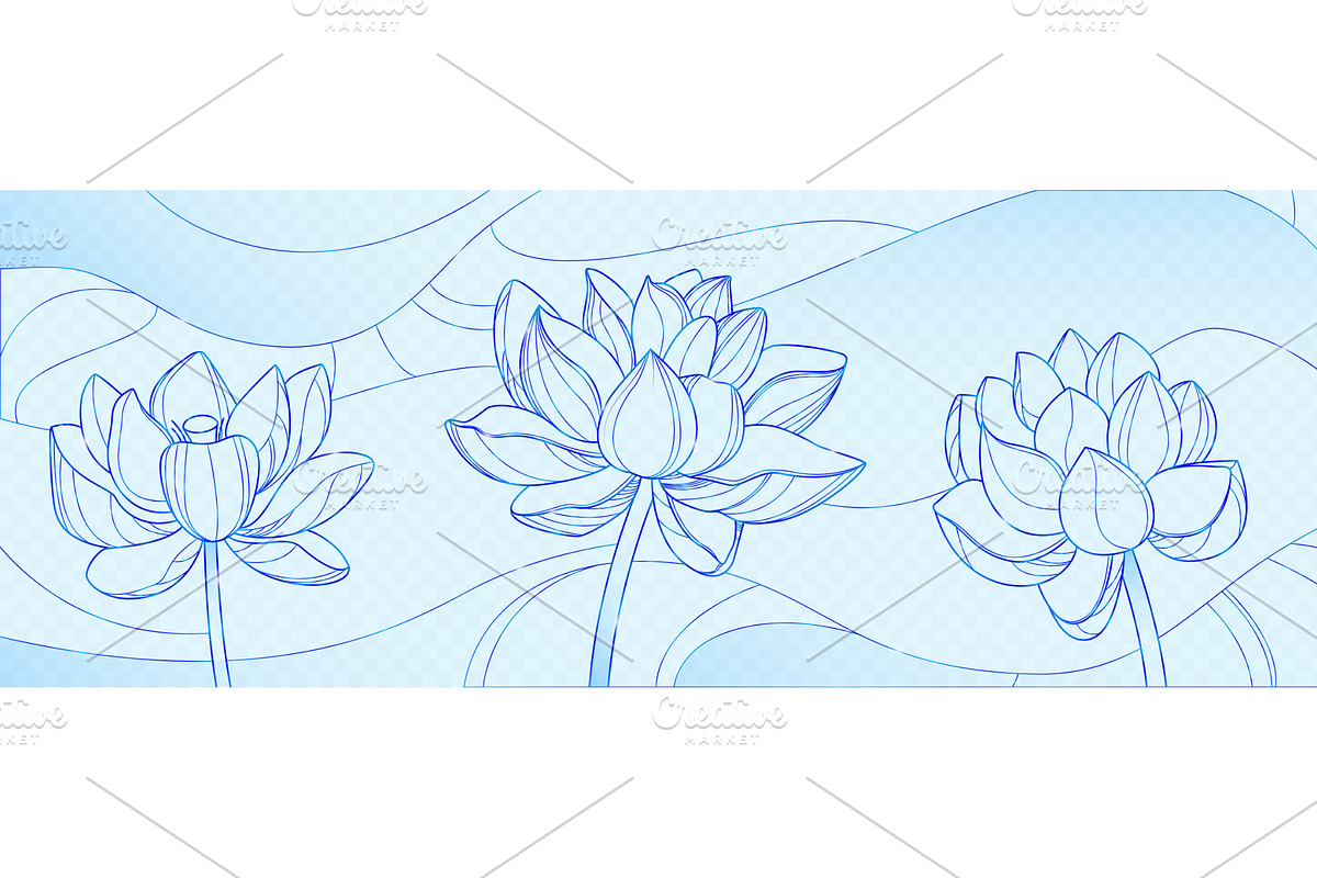 Lotus line art with three elegant, an Object Illustration by art PVP - market