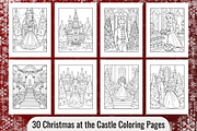 30 Christmas Castle Coloring Pages, a Seasonal Illustration by Dreamy Little Graphics (Thumbnail 1 of 3)