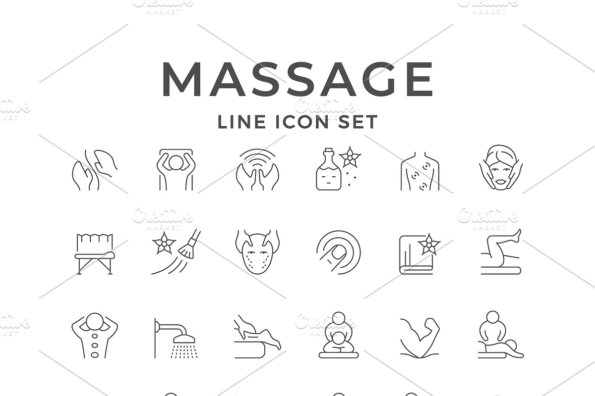Set line icons of massage, an Outline Icon by motorama