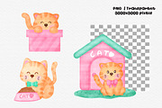 Cute Cat Watercolor Clipart Set, an Animal Illustration by Nattapohncha (Thumbnail 4 of 4)