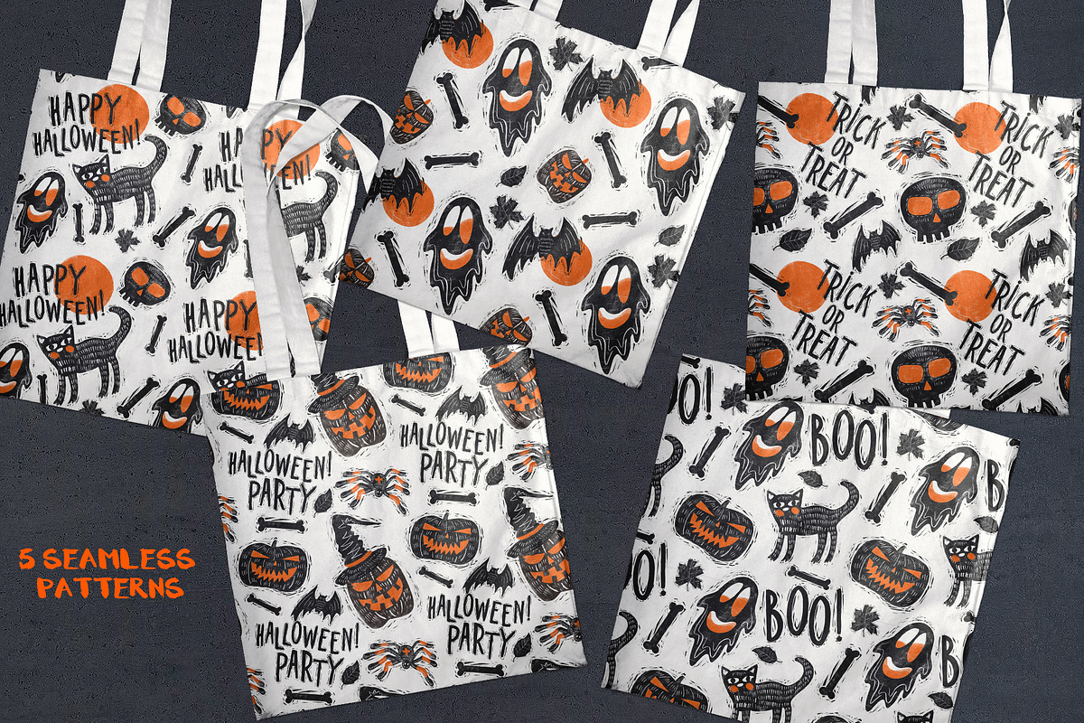 Halloween Linocut Clipart, an Illustration by Malena (Photo 3 of 6)