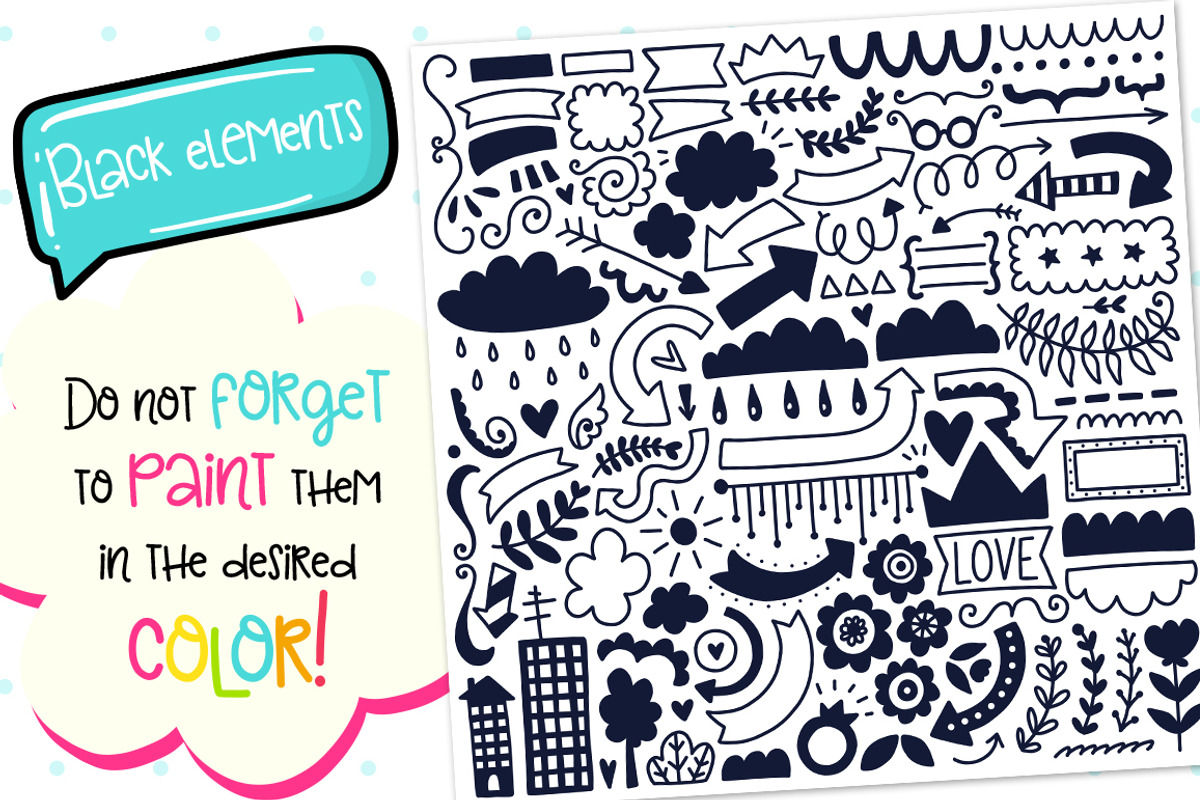 645 Doodles & Patterns - Clipart Set, an Object Graphic by Velliniki (Photo 4 of 7)