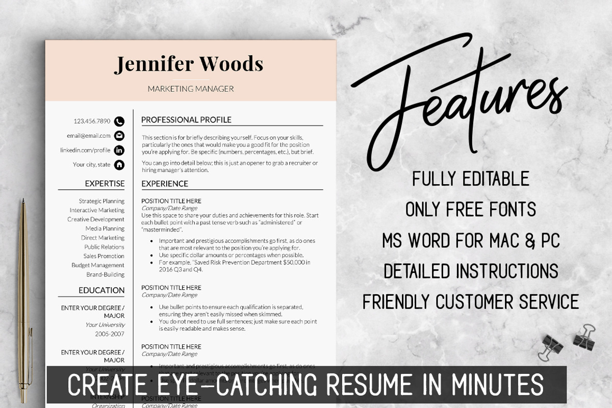 Feminine Resume Template / Woods, a Resume Template by LevelUpResume (Photo 2 of 5)