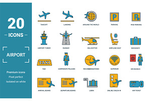 Airport Two Color Icon Set
