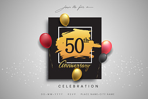 Anniversary Gold Logo, Greeting Card, an Invitation Template by OtpirusGraphic