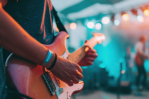 Guitarist playing electric guitar on stage, an Arts & Entertainment Photo by AlyaAnd