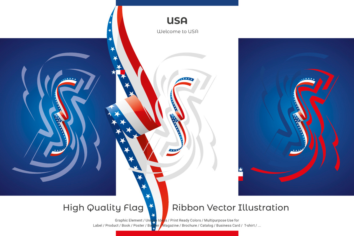 USA flag ribbon vector, a Templates & Theme by Simbos (Photo 2 of 9)