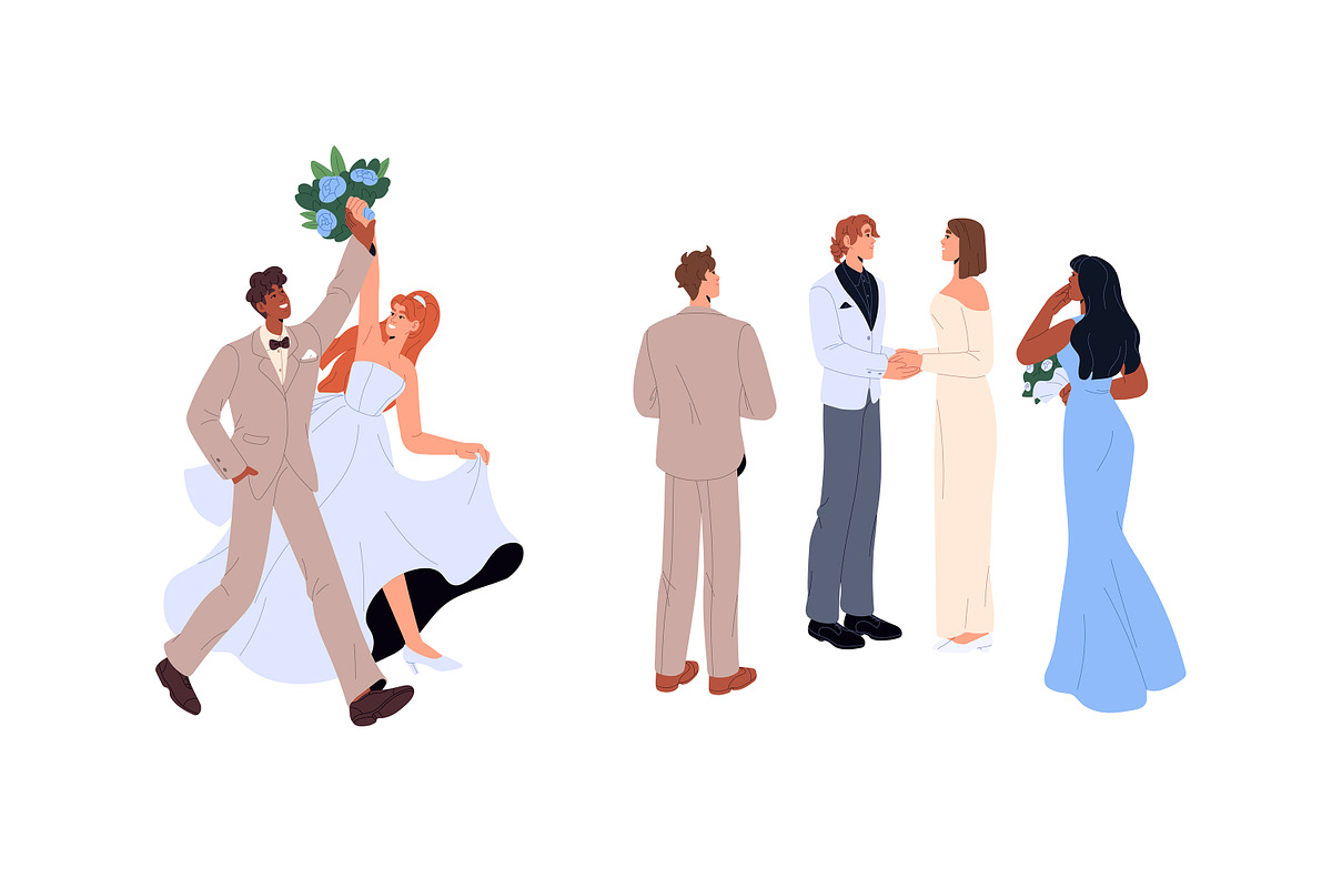 Couples wedding. Newlywed family set, a Person Illustration by PaperTrident (Photo 2 of 7)