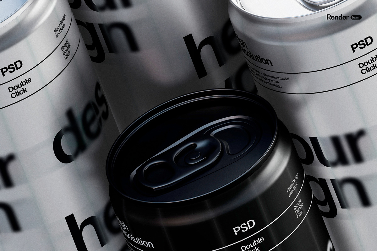 Metallic Soda Can Mockup Set, a Packaging Mockup by Renderteam (Photo 8 of 15)