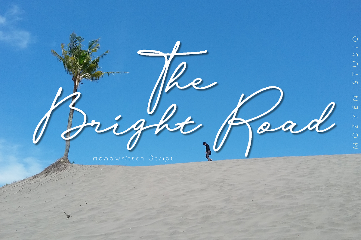 The Bright Road, a Script Font by Mozyen Studio (Photo 1 of 6)