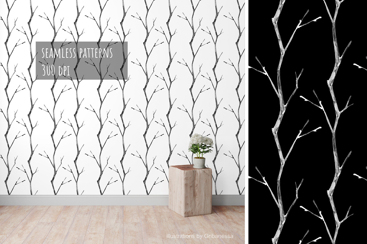 Wild Lines Branch Pattern, a Pattern Graphic by Gribanessa (Photo 3 of 4)