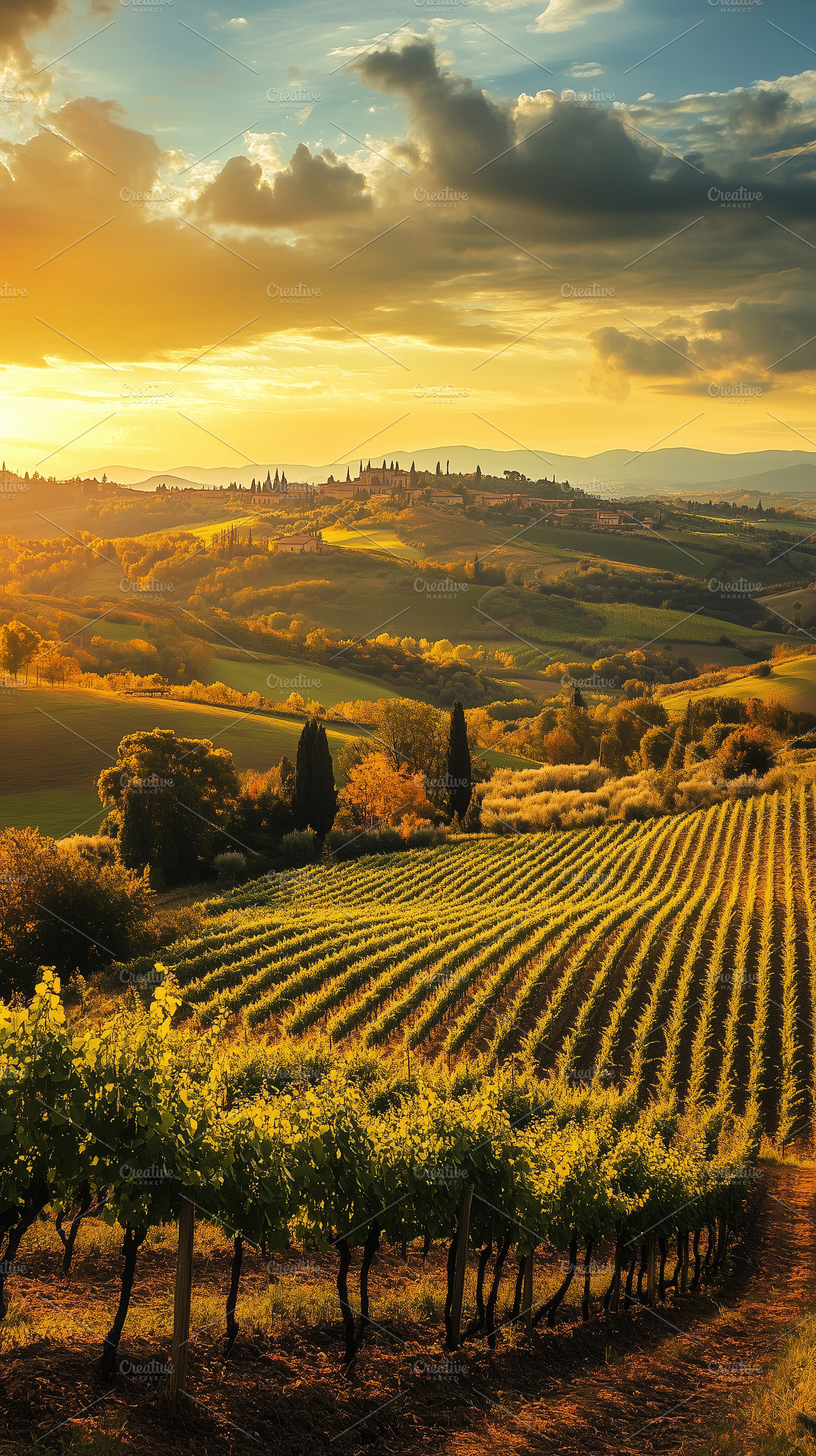 Rolling hills of vineyard at golden, a Nature Photo by MistyDay