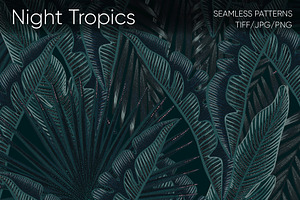 Night Tropics Seamless Patterns