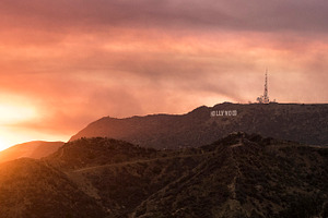 Hollywood Sign in Santa Clarita Fire